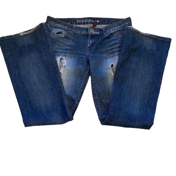 GUESS Jeans Foxy Flare - Flare Leg Size 30 Stretch Distress Cotton Machine Wash - Picture 3 of 13